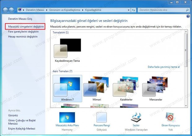 Windows 7 ve Vista  da Masaüstü  Simgelerini Değiştirmek