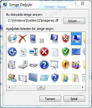 Windows 7 ve Vista  da Masaüstü Simgelerini Değiştirmek