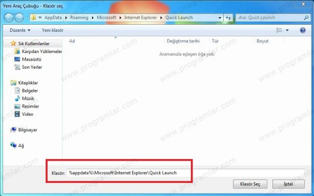 Windows 7  de hızlı başlatı açmak