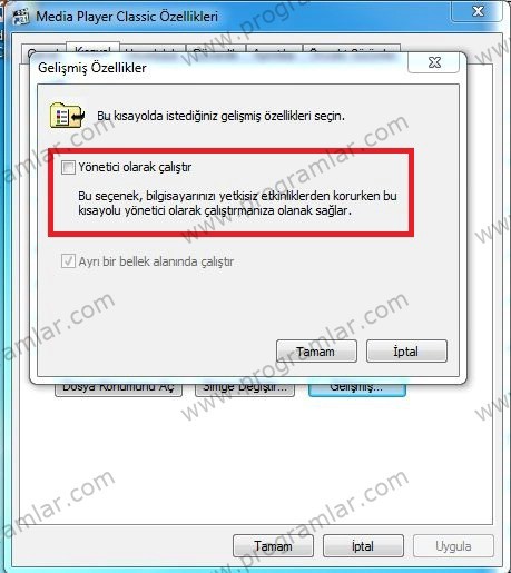 Windows 7 ve Vista  da Programları Yönetici Olarak Çalıştırmak