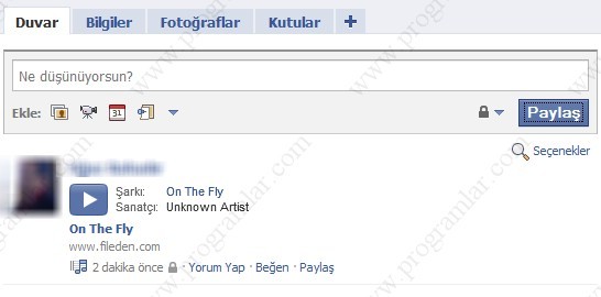 Facebook  ta müzik paylaşmak