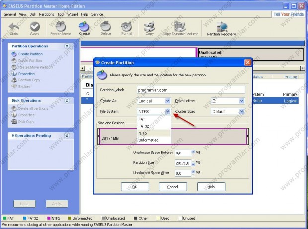 Windows XP\ de disk bölümleme nasıl yapılır?