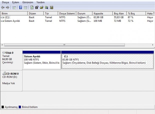 Windows 7 Yüklü Sabit Diskinizi İkiye Bölmek