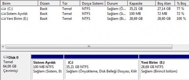 Windows 7\ de Sabit Diskinizi İkiye Bölmek