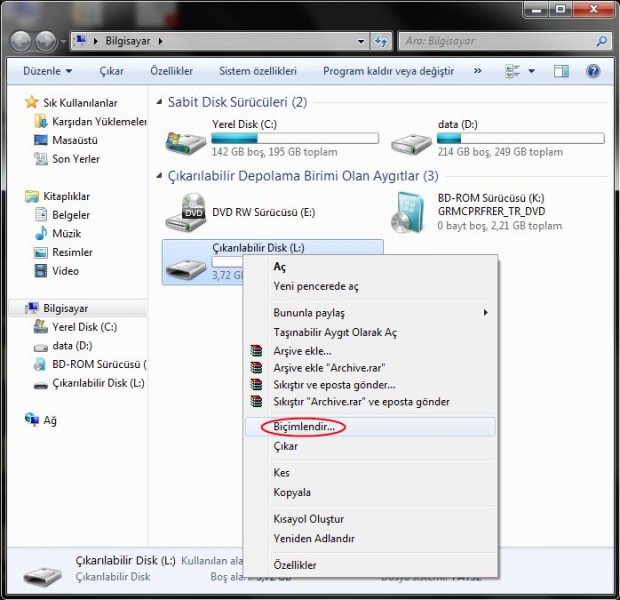 USB den Windows 7 yi Kurmak