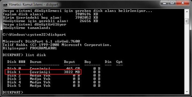 USB den Windows 7 yi Kurmak