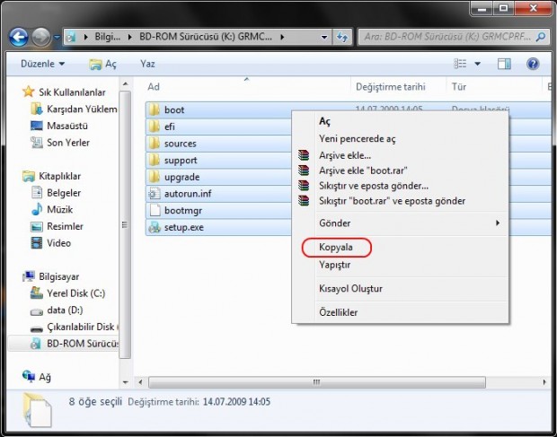 USB\ den Windows 7\ yi Kurmak