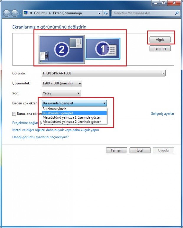 Windows 7 de Çift Monitör Ayarlama