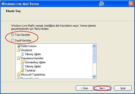 Windows Live Mail i Yedeklemek