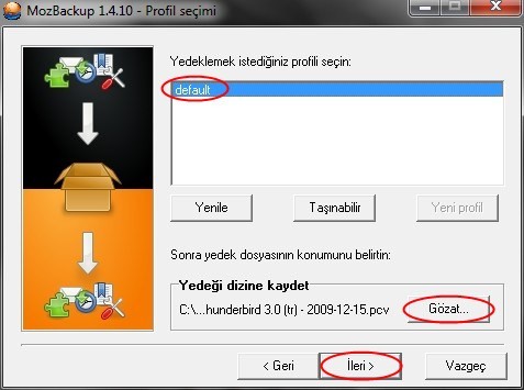 Thunderbird ü Yedekleyin, Sonra Üzülmeyin