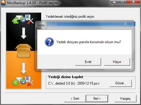 Thunderbird ü Yedekleyin, Sonra Üzülmeyin