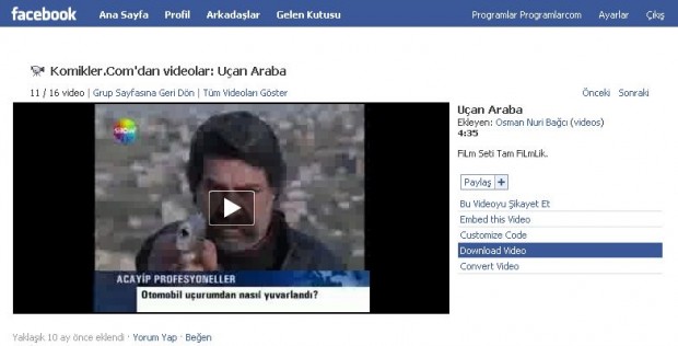 Facebook videolarını indirmek