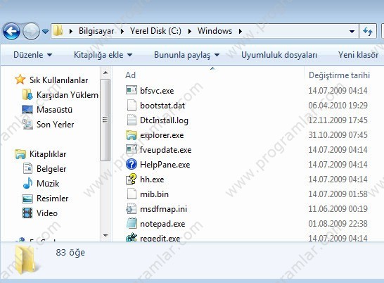 Windows Vista ve Windows 7  de Gizli Dosyalara Erişim