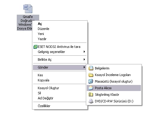 Gmail e Doğrudan Windows tan Dosya Eklemek