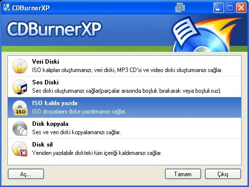 ISO dosyalarını bir CD ye nasıl yazabilirsiniz?