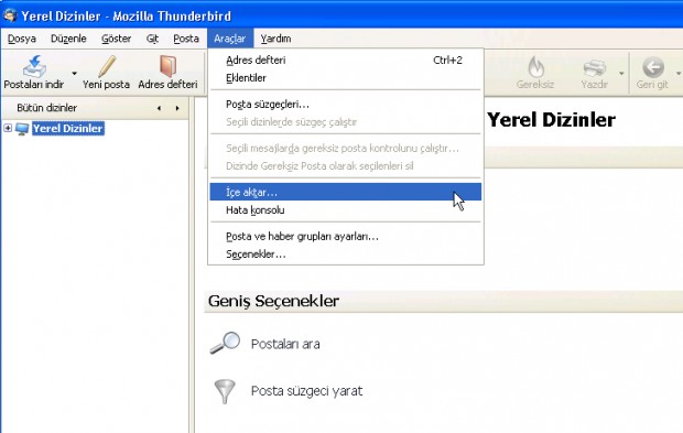 Microsoft Outlook tan Mozilla Thunderbird e Geçmek