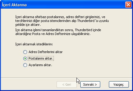 Microsoft Outlook tan Mozilla Thunderbird e Geçmek