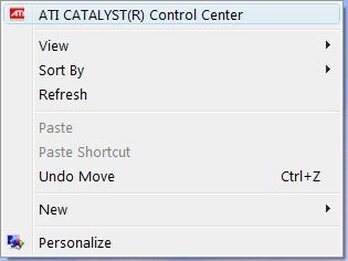 ATI nin  Catalyst Control Center  kısa yolunu Windows un içerik menüsünden kaldırmak