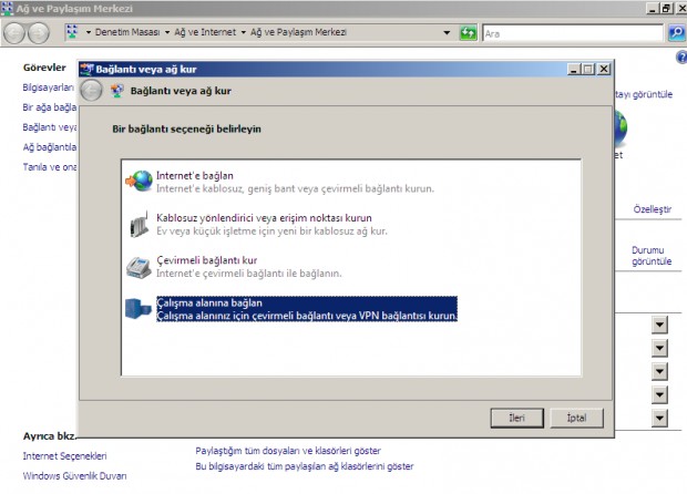 Vista VPN Bağlantı Oluşturma -1