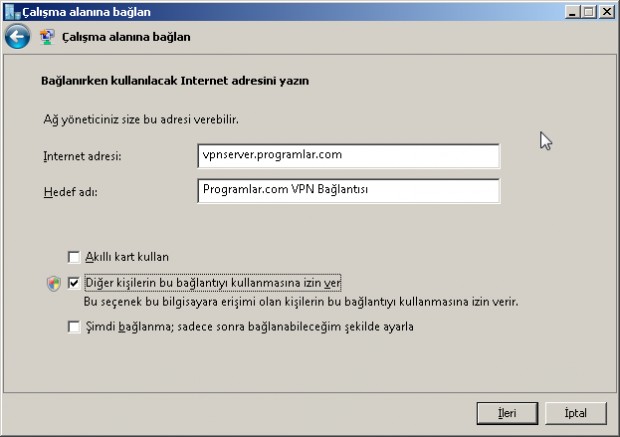Vista VPN Bağlantı Oluşturma -3