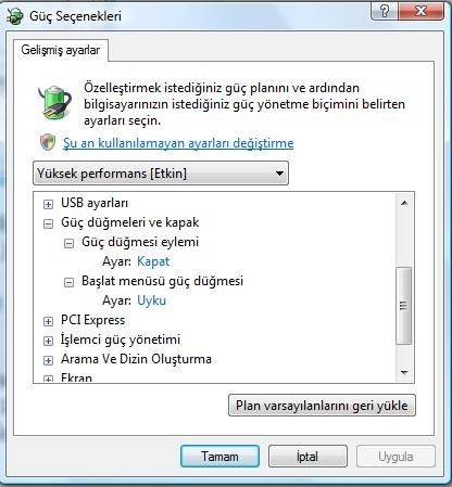 vista güc secenekleri 2