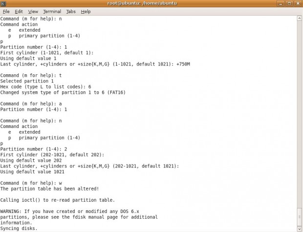 Ubuntu 8.10 fdisk işlemleri -2