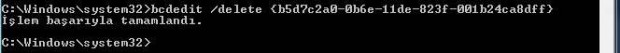 Windows Vista  bcdedit delete komutu
