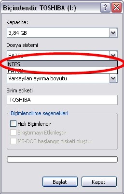 USB Flash Belleğinizi  NTFS Olarak Nasıl Biçimlendirebilirsiniz?