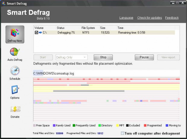 Kur ve Unut; IObit SmartDefrag Beta 6.10