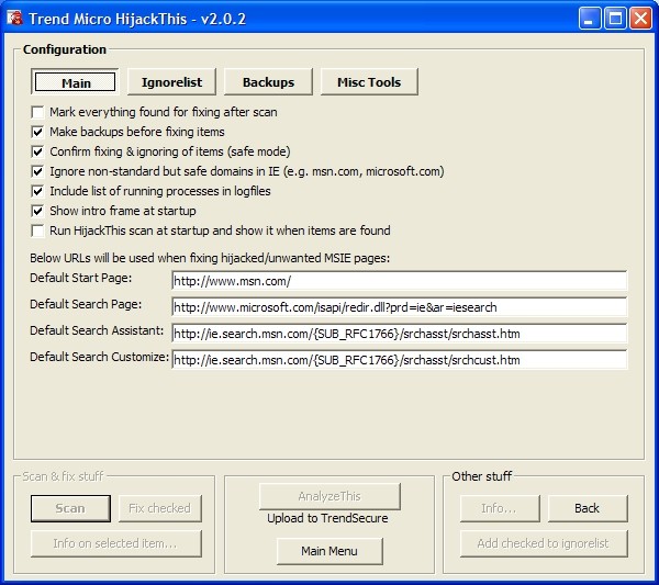 Trend Micro HijackThis 2.0.2