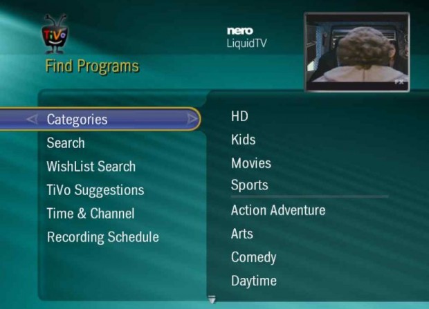 Nero dan PC için Tivo programı LiquidTV