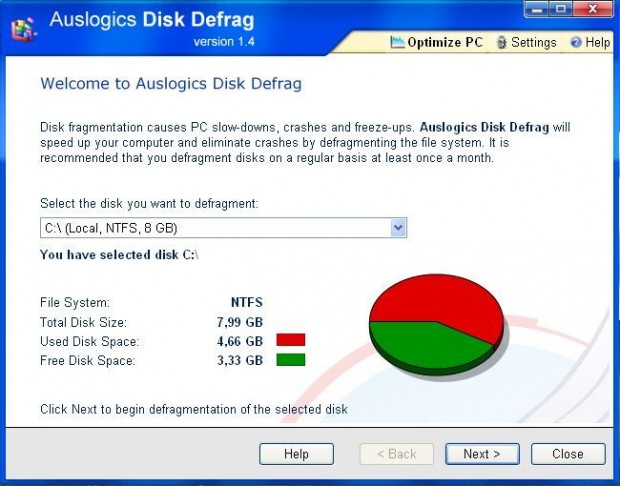 auslogics disk defrag