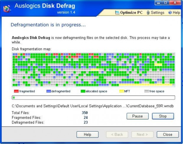 auslogics disk defrag