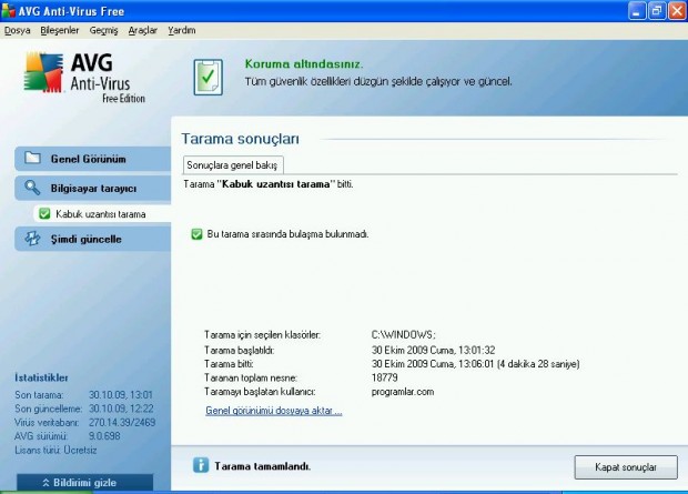 AVG Anti-Virus Free 9 incelemesi