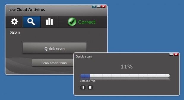 Panda Cloud Antivirus- Tarama ekranı