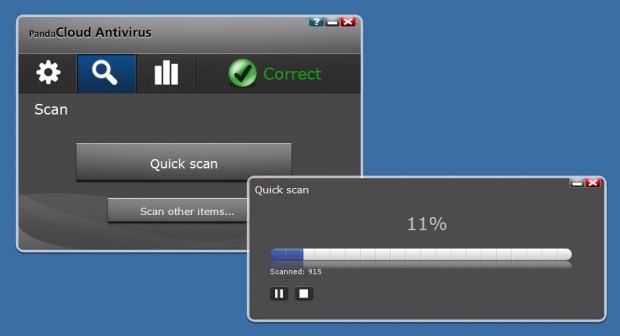 Panda Cloud Antivirus- Tarama ekranı