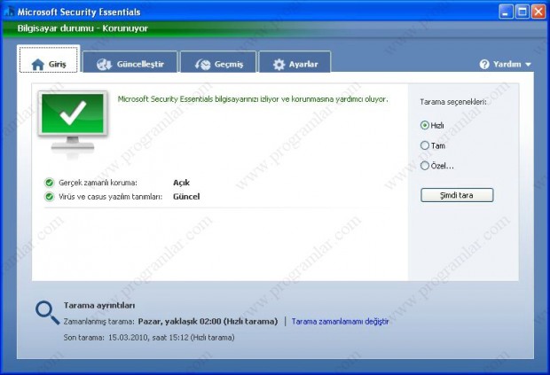 Microsoft Security Essentials Türkçe