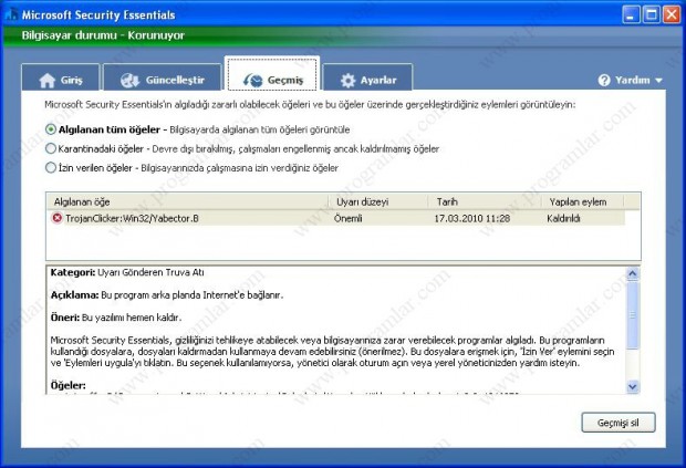 Microsoft Security Essentials Türkçe