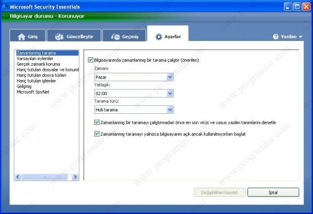 Microsoft Security Essentials Türkçe