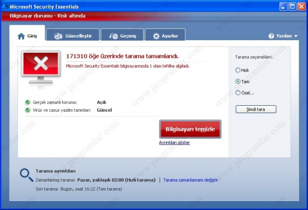 Microsoft Security Essentials Türkçe