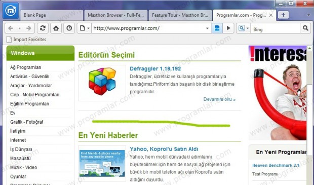 Alternatif bir web tarayıcı Maxthon