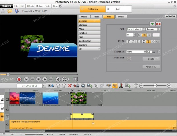 Magix Photostory on Cd & DVD 9 deluxe incelemesi