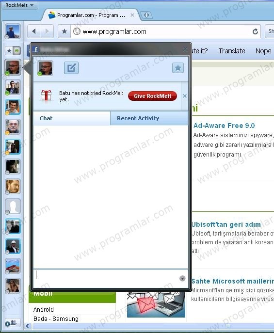 Facebook  a adanmış bir internet tarayıcı: Rockmelt