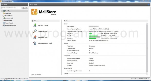 MailStore Server Ekran Görüntüsü