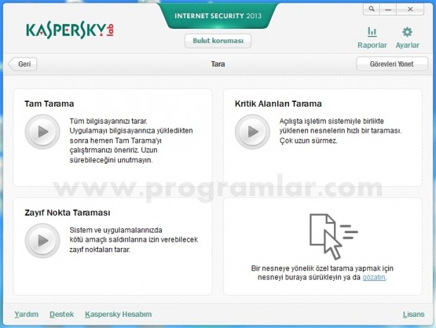 Kaspersky Internet Security 2013 tarama 