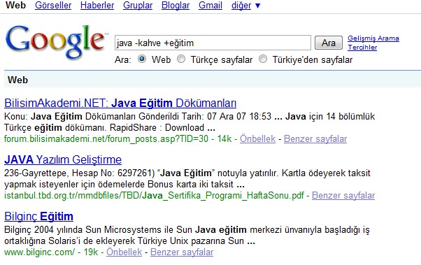 Google Arama Özelleştirme