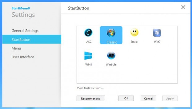 StartMenu8 - Ayarlar Ekranı