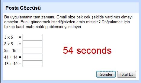 Gmail posta gözcüsü - matematik sorusu