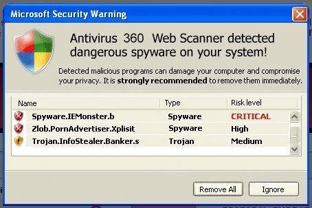 Sahte Antivirus hata mesajı