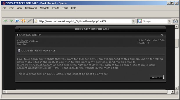 Dark Market DDos Attack